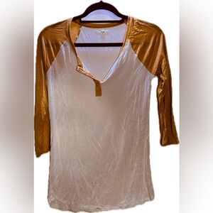 Maurices - Yellow baseball Henley. Small.